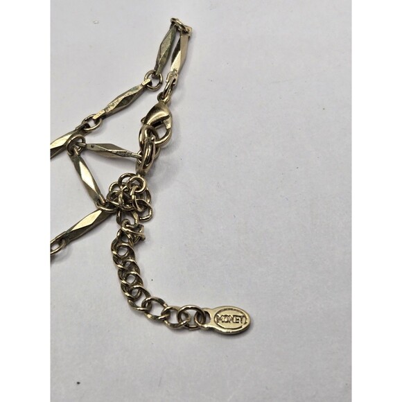 Vintage Signed MONET Gold‑Tone Marcasite Rhinestone Pendant Necklace Earring - Picture 6 of 11